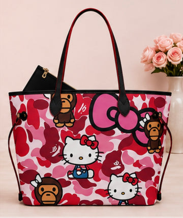 Pink Camo Kitty Tote Bag